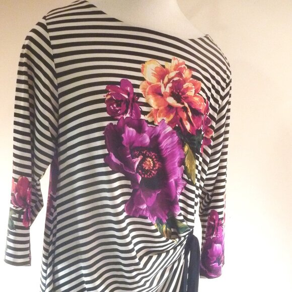 Cocktail Curvy Ruched Wrap Sheath Dress Belted Midi Bodycon 3/4 Sleeve Plus 1X - Picture 3 of 11